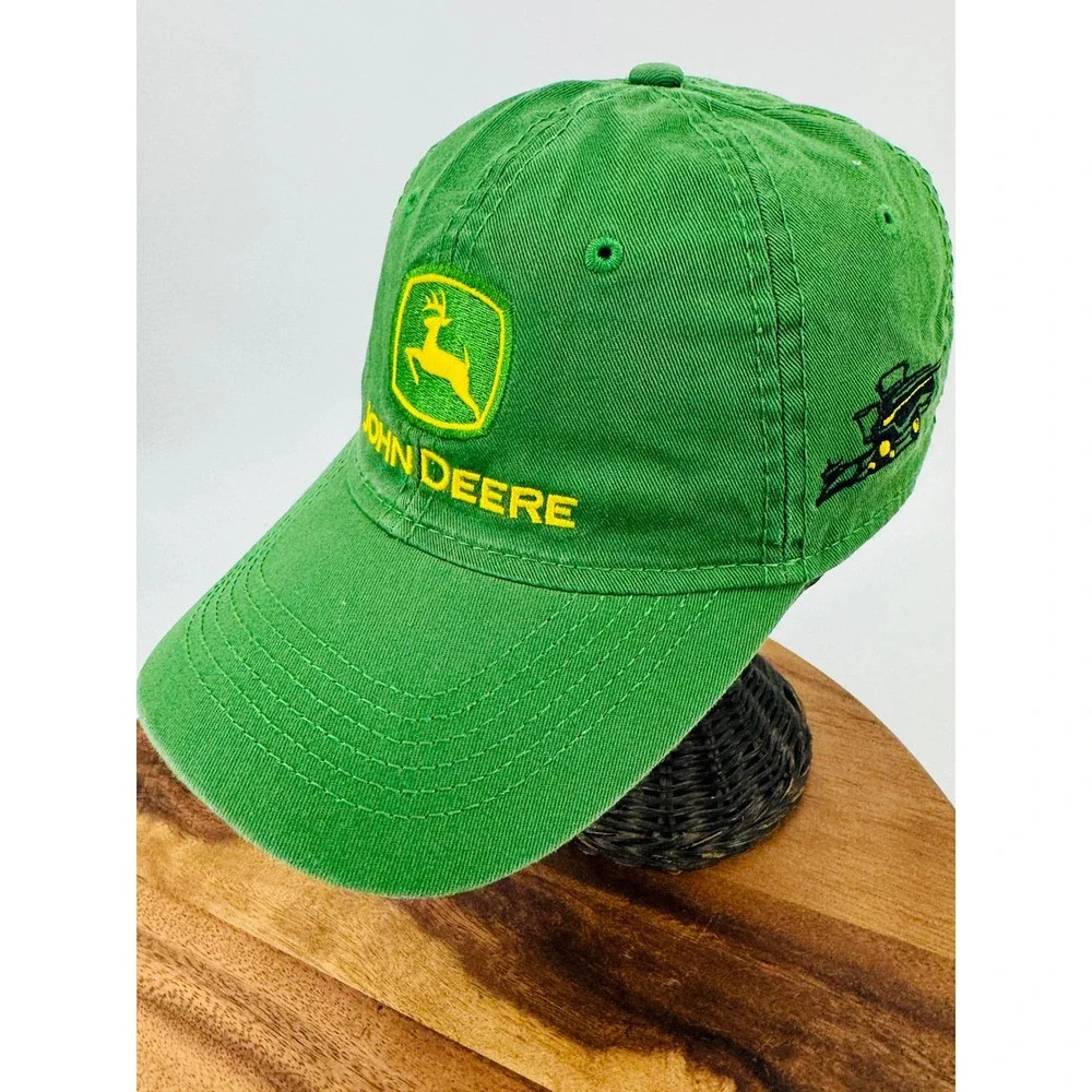 John Deere Hat‎ Baseball Cap Mens Green Embroidered Logo Combine Farm Tractor